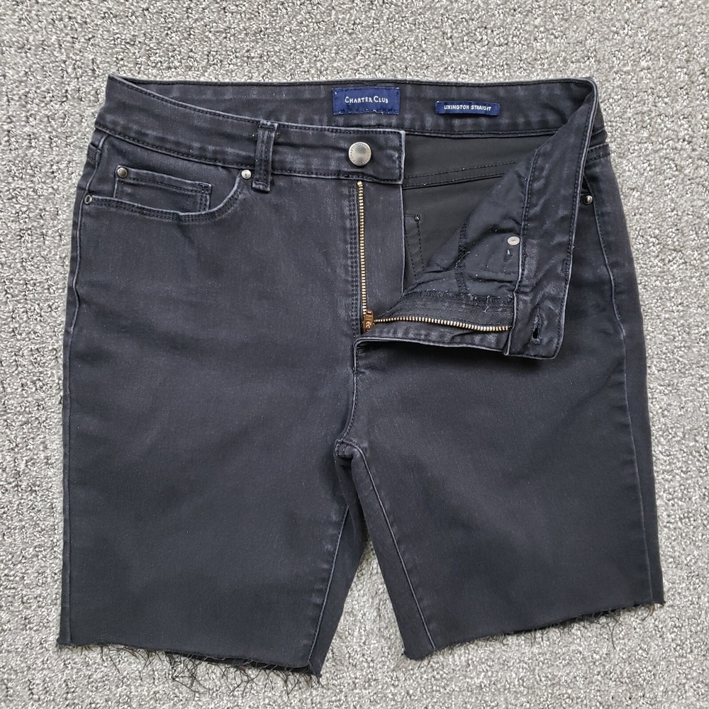 Charter Club Shorts Womens 4 Black Lexington Straight Cut Off Denim Jorts Skater